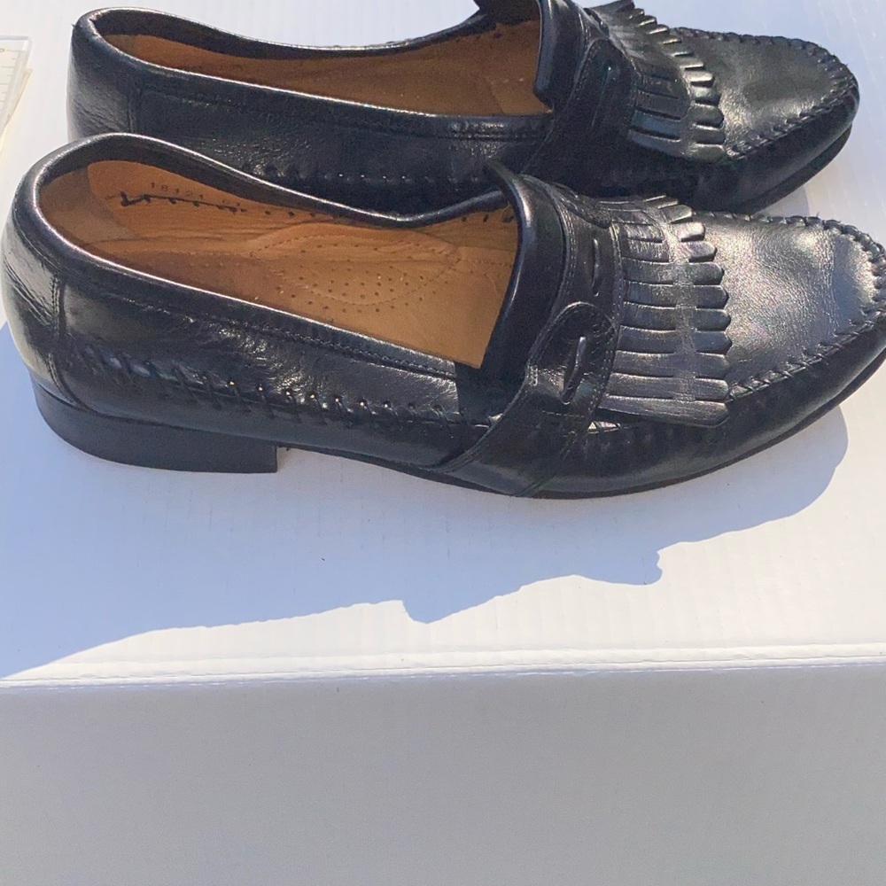 Florsheim Black Leather Tassel Kiltie Loafer Shoes Men Size 9.5 D